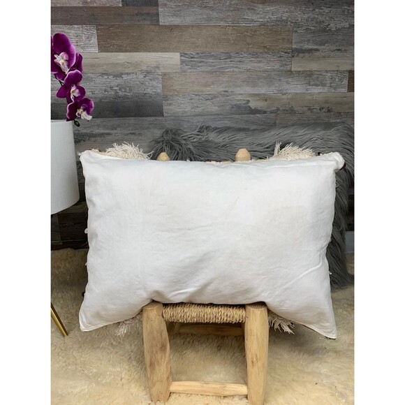 Moroccan Vintage Berber Handira Wedding Blanket Pillow 03YS00283 - Picture 9 of 10